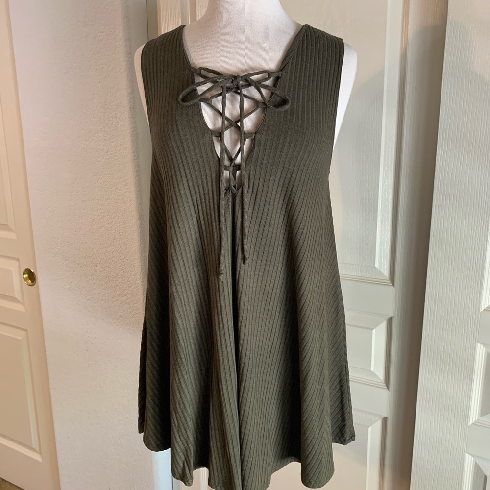 Tank dress with front tie detailing